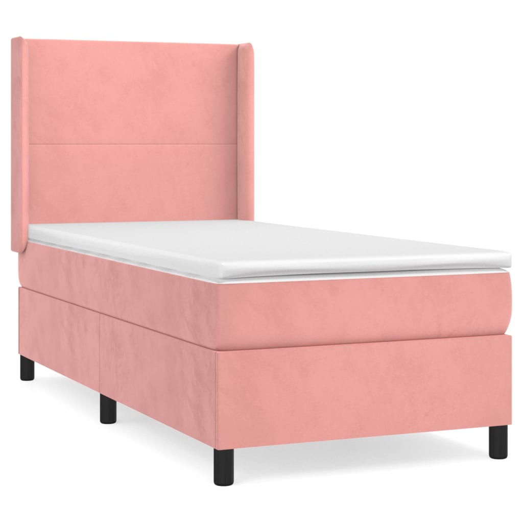 Boxspring met matras fluweel roze 80x200 cm