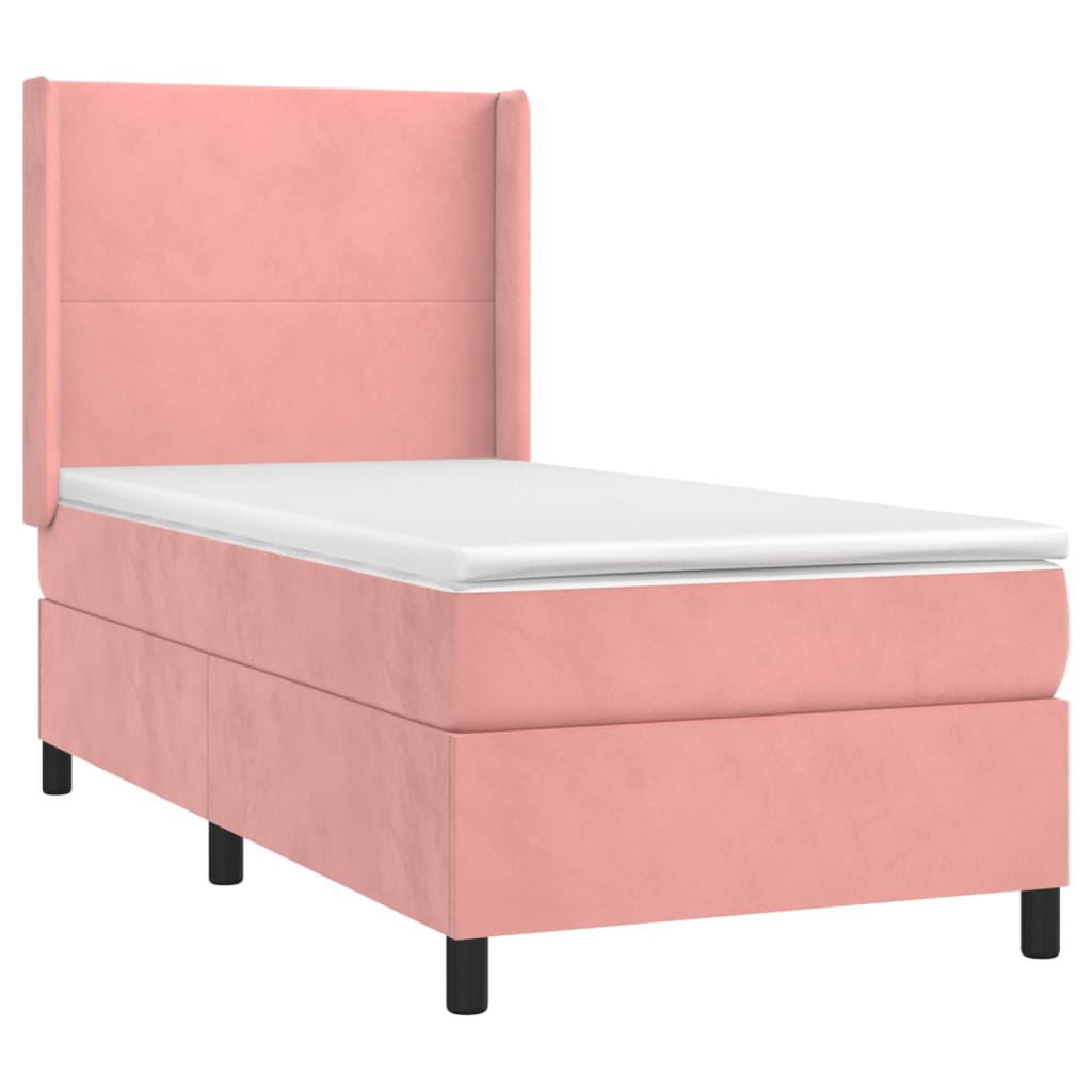 Boxspring met matras fluweel roze 80x200 cm