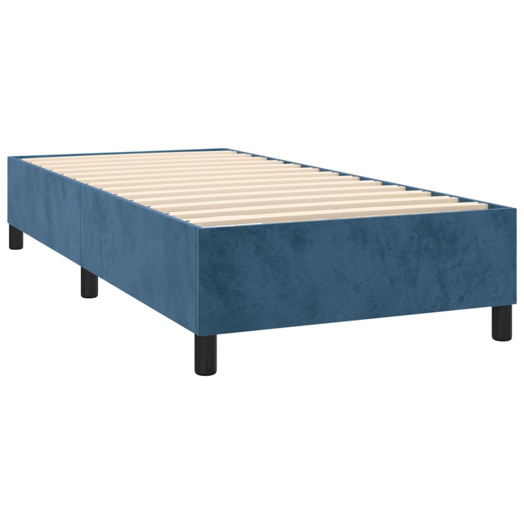 Boxspring met matras fluweel donkerblauw 90x190 cm