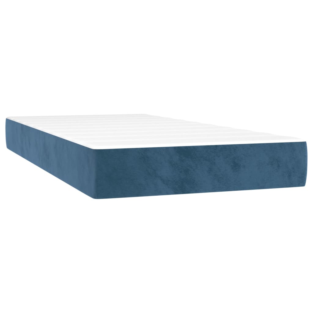 Boxspring met matras fluweel donkerblauw 90x190 cm