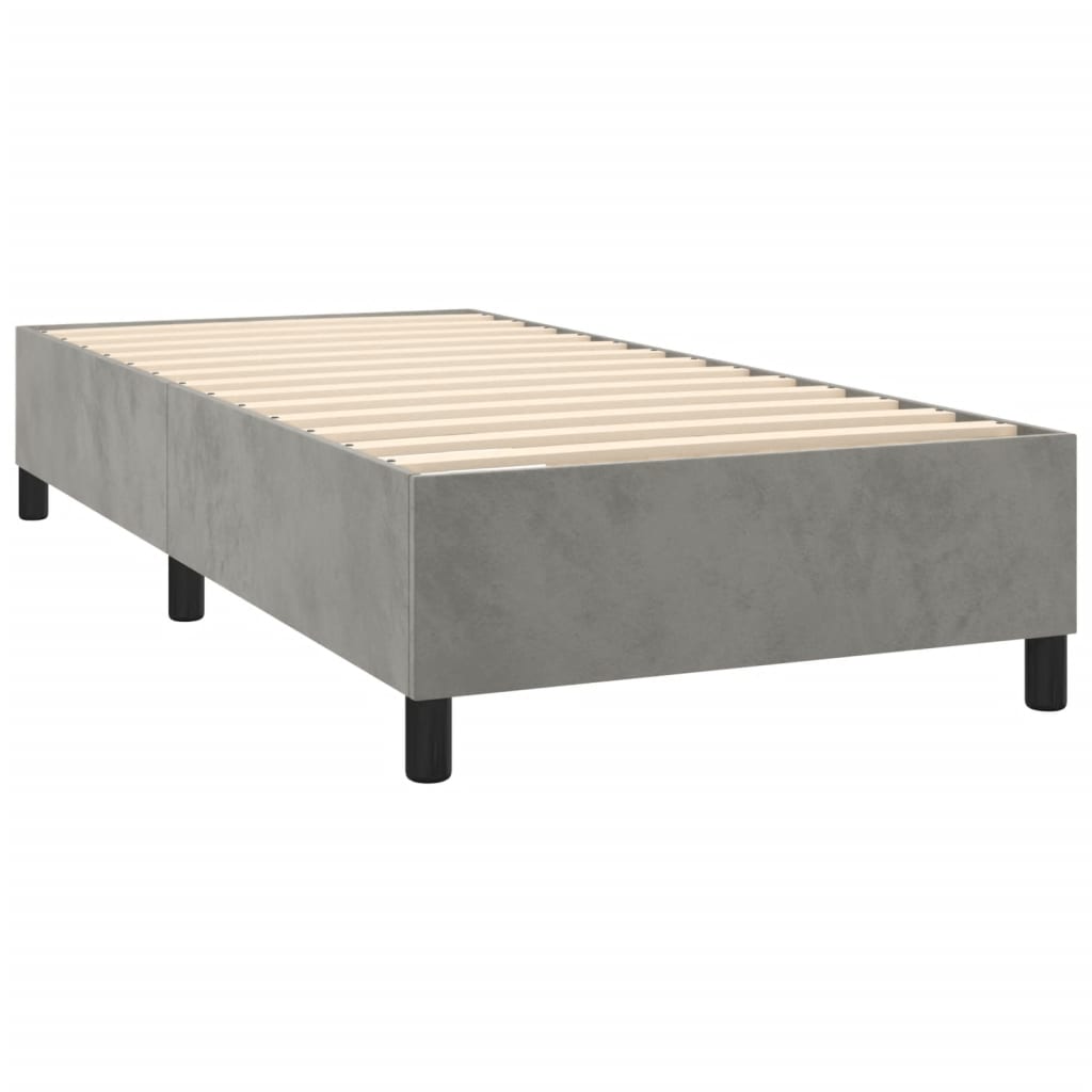 Boxspring met matras fluweel lichtgrijs 90x200 cm Bedden & bedframes | Creëer jouw Trendy Thuis | Gratis bezorgd & Retour | Trendy.nl