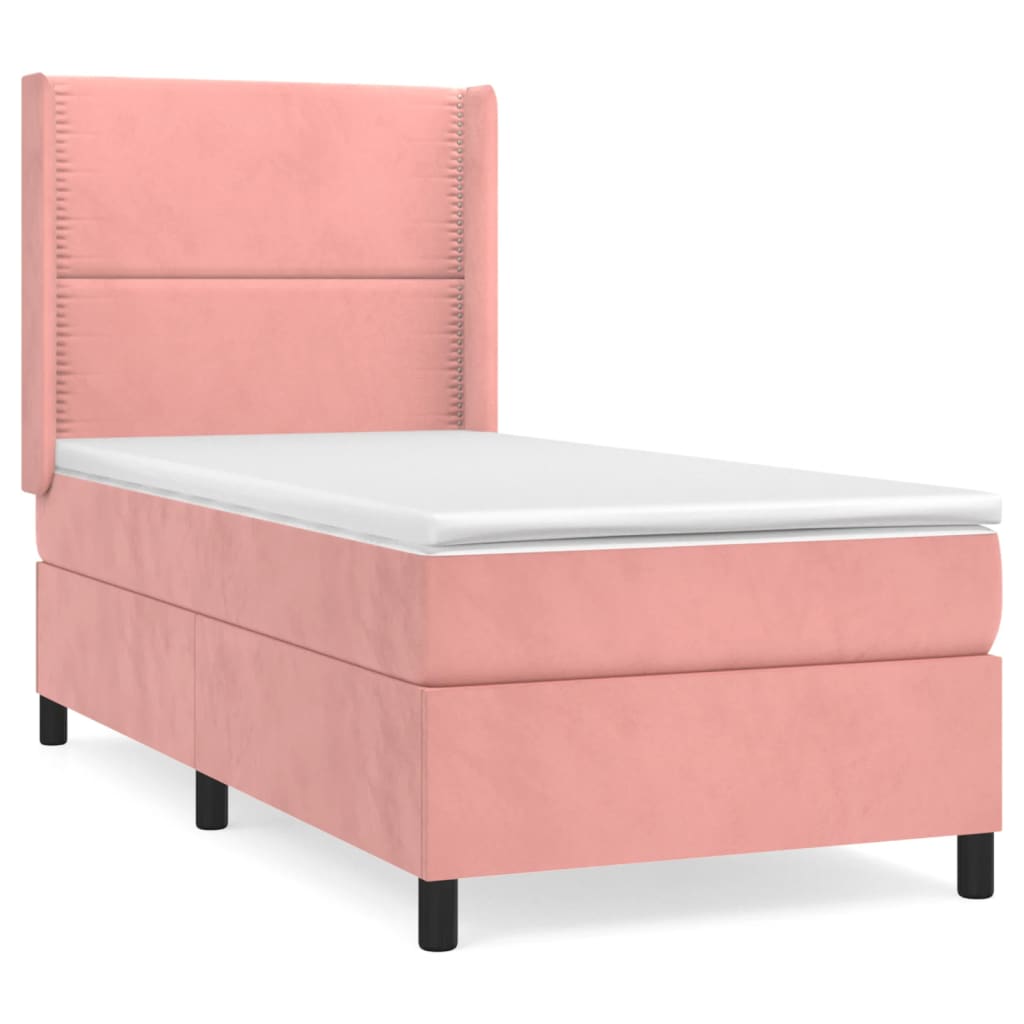 Boxspring met matras fluweel roze 80x200 cm