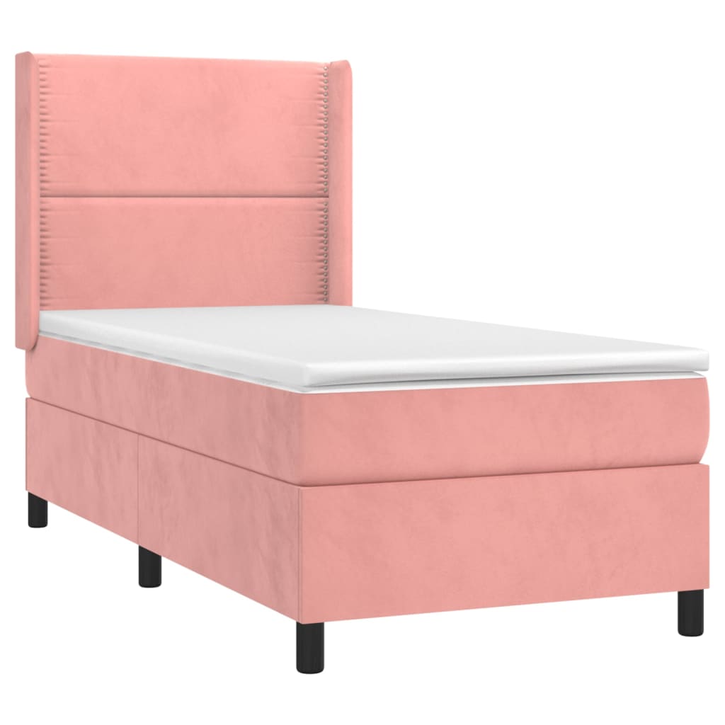 Boxspring met matras fluweel roze 80x200 cm