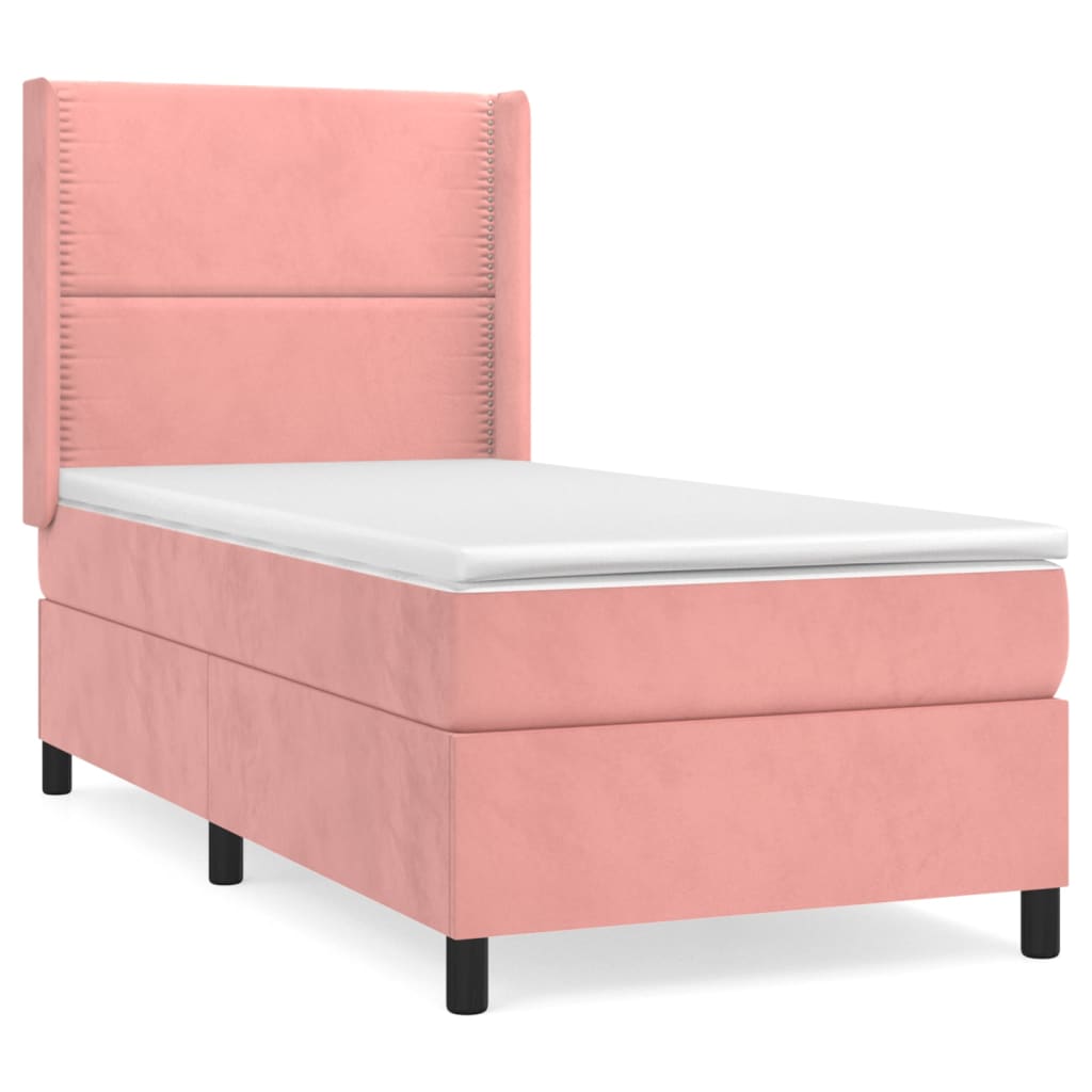 Boxspring met matras fluweel roze 90x190 cm