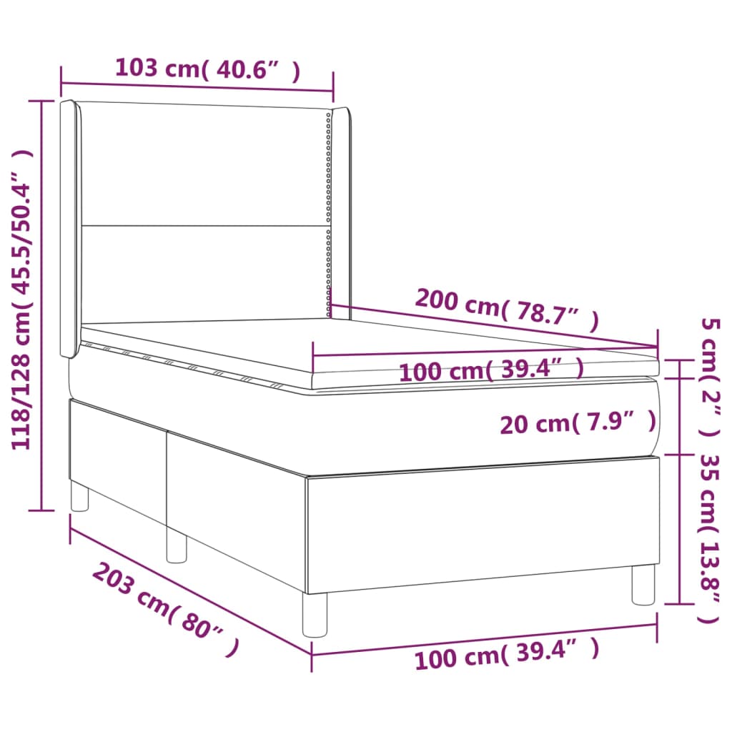 Boxspring met matras fluweel zwart 100x200 cm