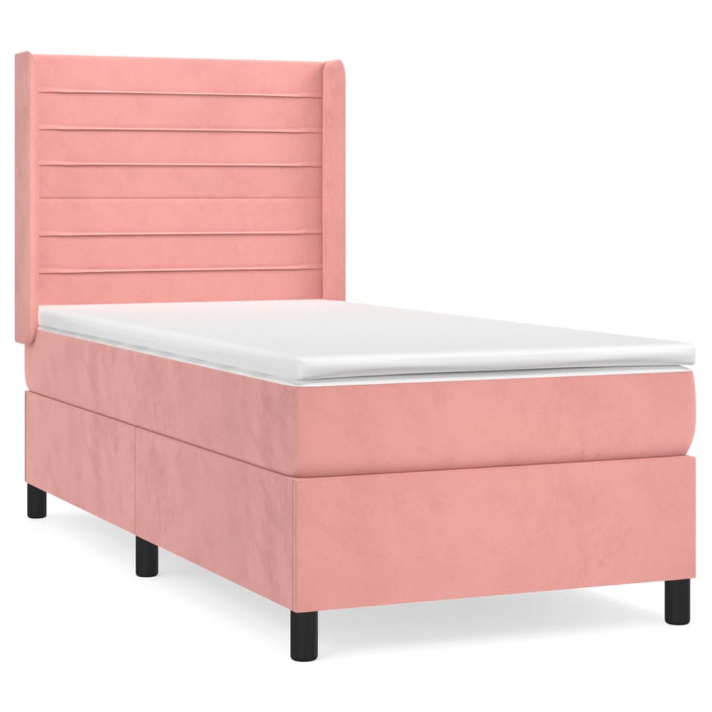 Boxspring met matras fluweel roze 80x200 cm