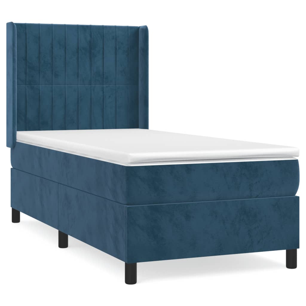 Boxspring met matras fluweel donkerblauw 90x190 cm Bedden & bedframes | Creëer jouw Trendy Thuis | Gratis bezorgd & Retour | Trendy.nl