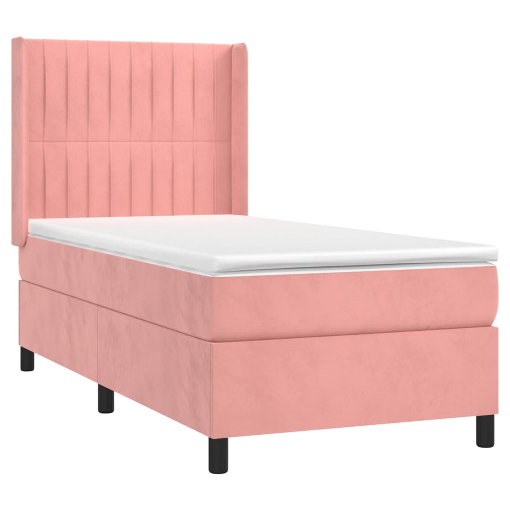 Boxspring met matras fluweel roze 90x200 cm