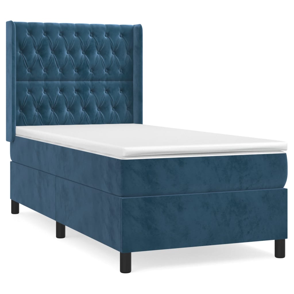 Boxspring met matras fluweel donkerblauw 90x190 cm Bedden & bedframes | Creëer jouw Trendy Thuis | Gratis bezorgd & Retour | Trendy.nl