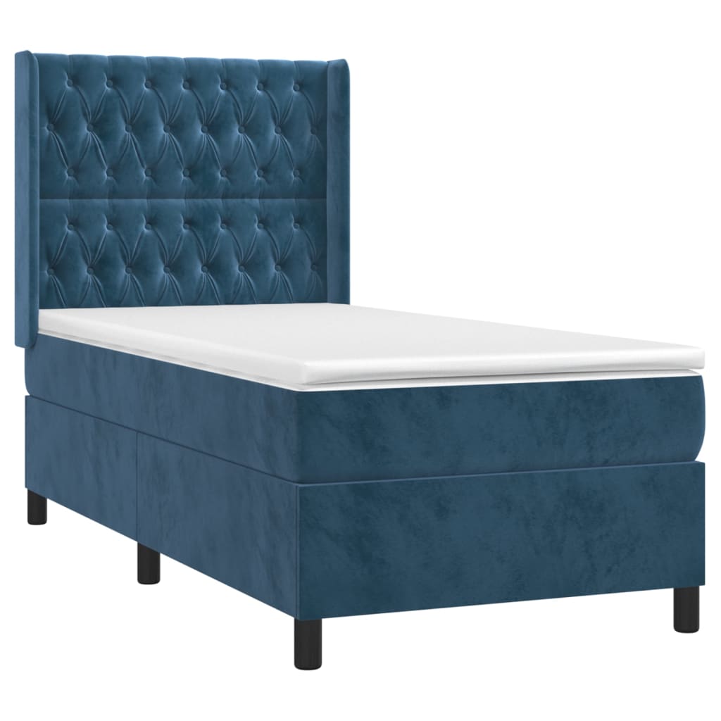 Boxspring met matras fluweel donkerblauw 90x190 cm Bedden & bedframes | Creëer jouw Trendy Thuis | Gratis bezorgd & Retour | Trendy.nl