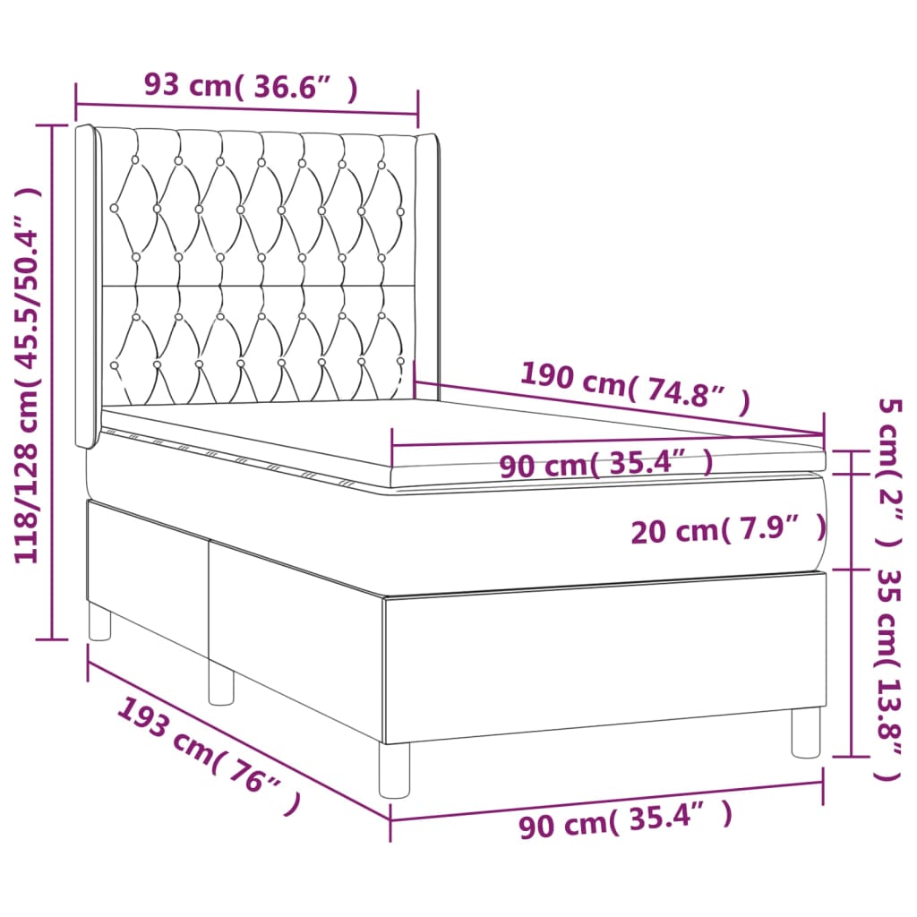 Boxspring met matras fluweel donkerblauw 90x190 cm Bedden & bedframes | Creëer jouw Trendy Thuis | Gratis bezorgd & Retour | Trendy.nl