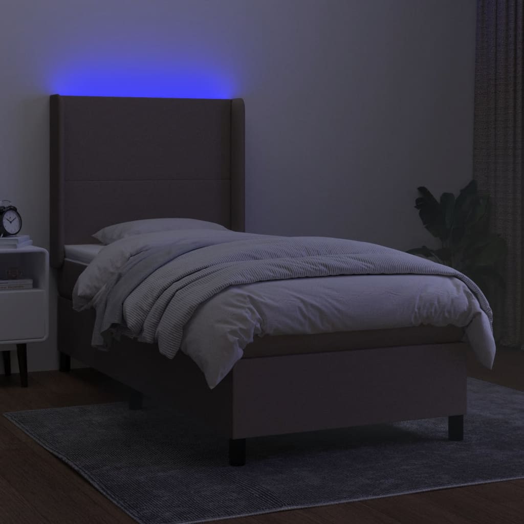 Boxspring met matras en LED stof taupe 80x200 cm Bedden & bedframes | Creëer jouw Trendy Thuis | Gratis bezorgd & Retour | Trendy.nl