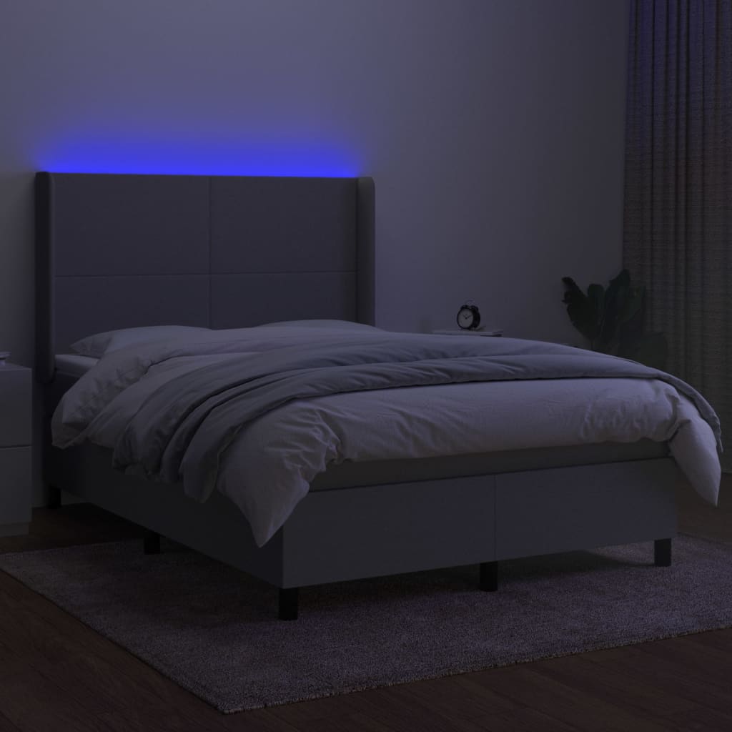 Boxspring met matras en LED stof lichtgrijs 140x190 cm Bedden & bedframes | Creëer jouw Trendy Thuis | Gratis bezorgd & Retour | Trendy.nl