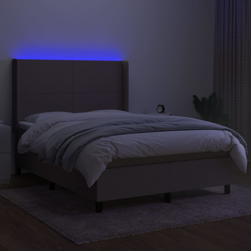 Boxspring met matras en LED stof taupe 140x190 cm Bedden & bedframes | Creëer jouw Trendy Thuis | Gratis bezorgd & Retour | Trendy.nl