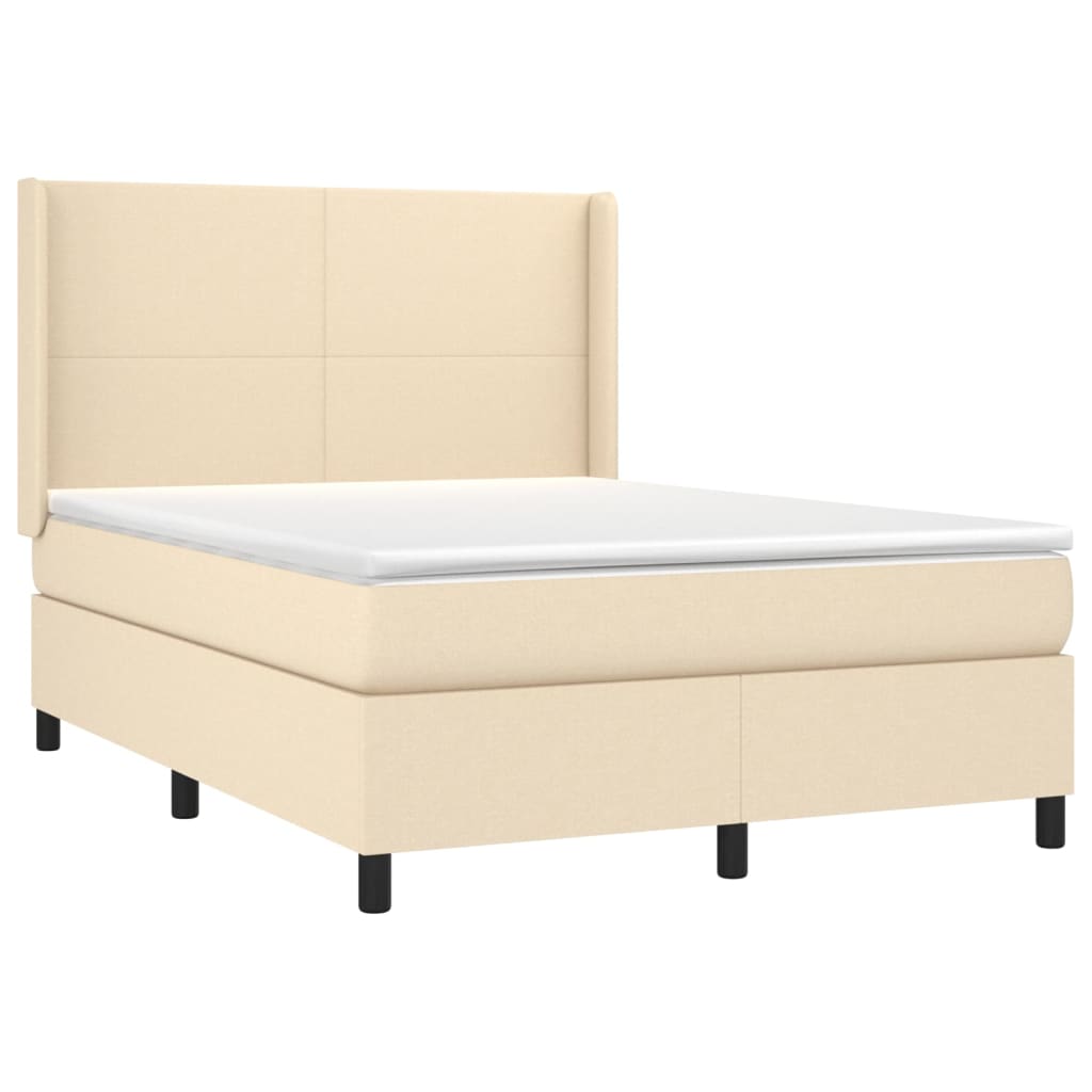 Boxspring met matras en LED stof crèmekleurig 140x190 cm Bedden & bedframes | Creëer jouw Trendy Thuis | Gratis bezorgd & Retour | Trendy.nl