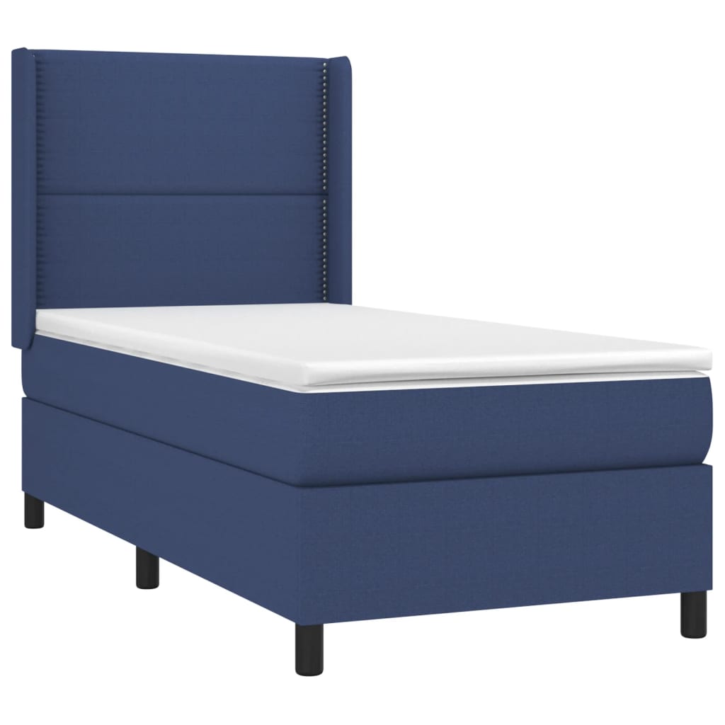 Boxspring met matras en LED stof blauw 90x190 cm Bedden & bedframes | Creëer jouw Trendy Thuis | Gratis bezorgd & Retour | Trendy.nl