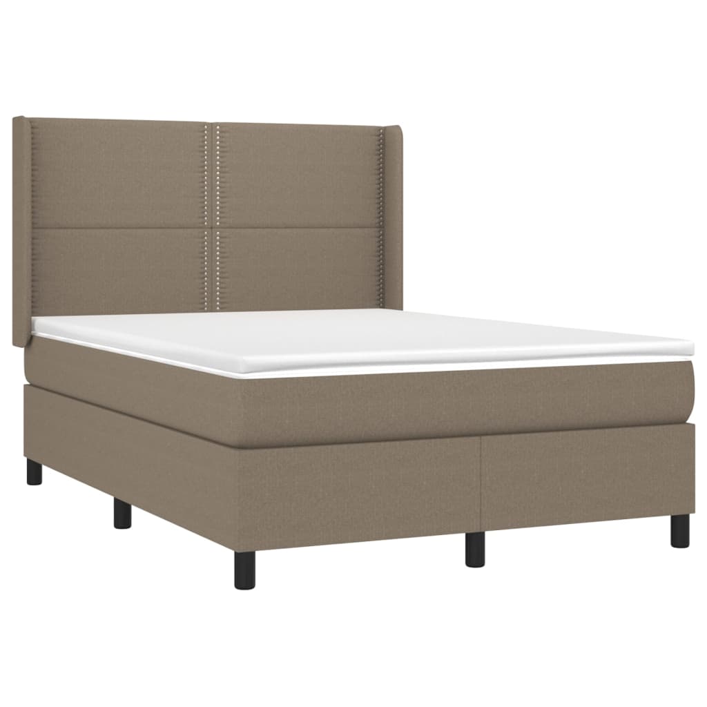 Boxspring met matras en LED stof taupe 140x190 cm Bedden & bedframes | Creëer jouw Trendy Thuis | Gratis bezorgd & Retour | Trendy.nl