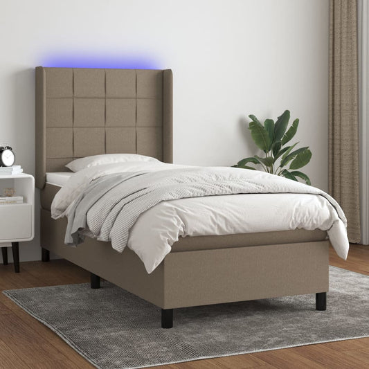 Boxspring met matras en LED stof taupe 80x200 cm