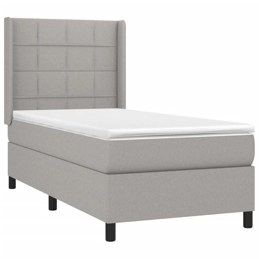 Boxspring met matras en LED stof lichtgrijs 90x190 cm Bedden & bedframes | Creëer jouw Trendy Thuis | Gratis bezorgd & Retour | Trendy.nl