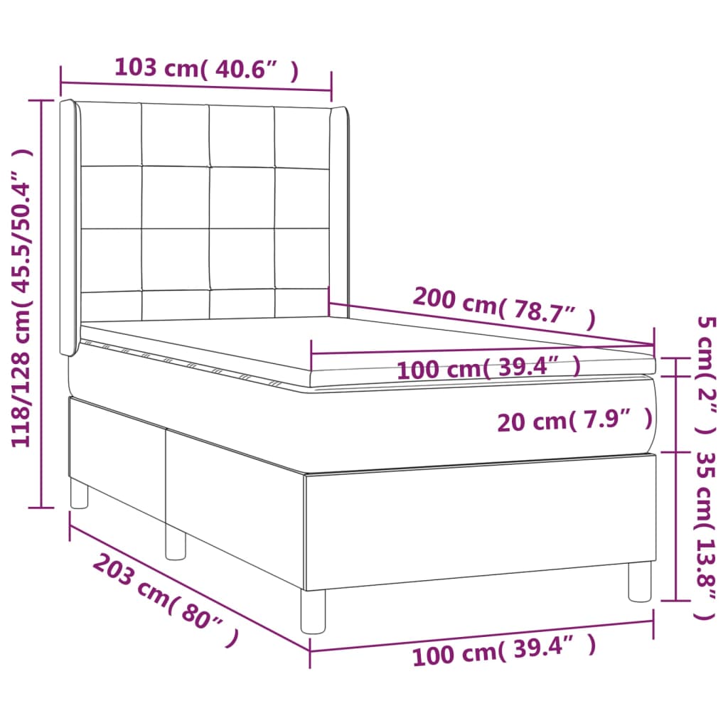 Boxspring met matras en LED stof blauw 100x200 cm Bedden & bedframes | Creëer jouw Trendy Thuis | Gratis bezorgd & Retour | Trendy.nl