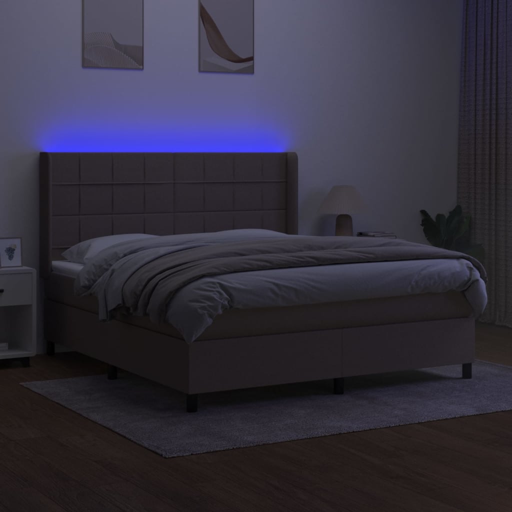 Boxspring met matras en LED stof taupe 180x200 cm Bedden & bedframes | Creëer jouw Trendy Thuis | Gratis bezorgd & Retour | Trendy.nl