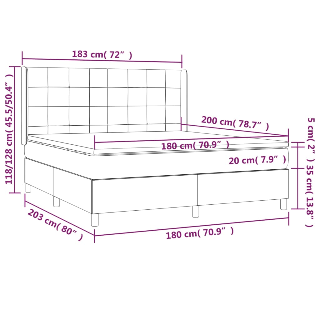 Boxspring met matras en LED stof taupe 180x200 cm Bedden & bedframes | Creëer jouw Trendy Thuis | Gratis bezorgd & Retour | Trendy.nl