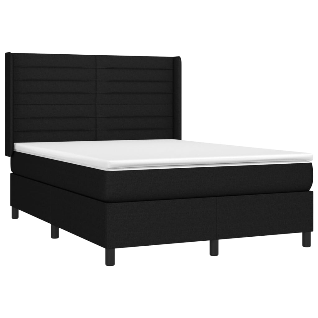 Boxspring met matras en LED stof zwart 140x190 cm Bedden & bedframes | Creëer jouw Trendy Thuis | Gratis bezorgd & Retour | Trendy.nl