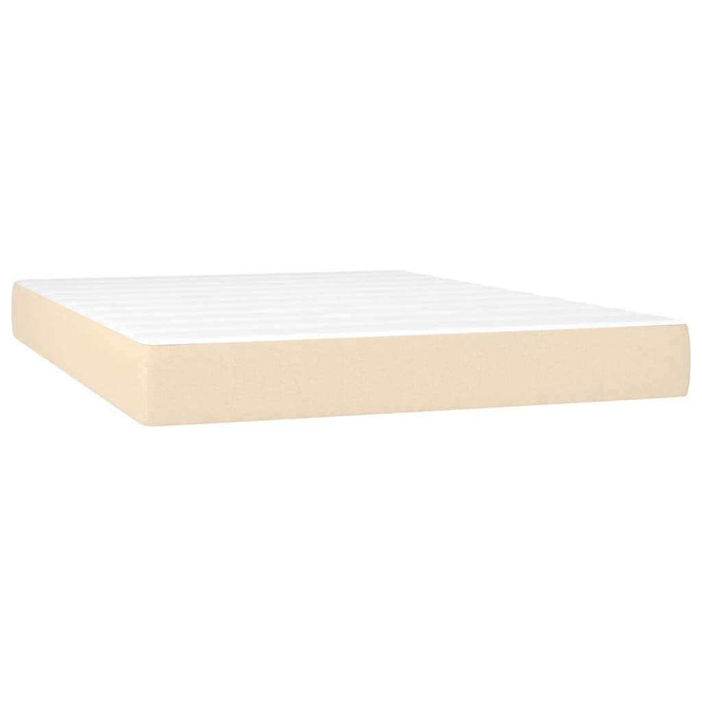 Boxspring met matras en LED stof crèmekleurig 140x190 cm Bedden & bedframes | Creëer jouw Trendy Thuis | Gratis bezorgd & Retour | Trendy.nl