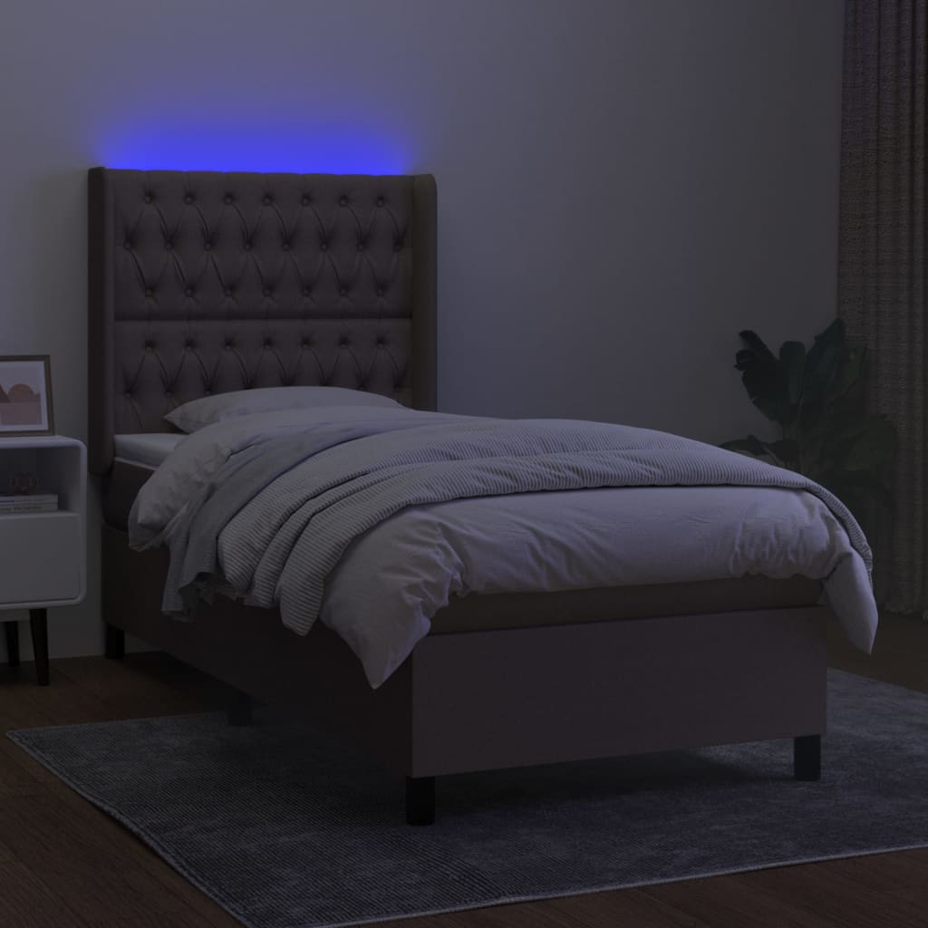 Boxspring met matras en LED stof taupe 80x200 cm Bedden & bedframes | Creëer jouw Trendy Thuis | Gratis bezorgd & Retour | Trendy.nl