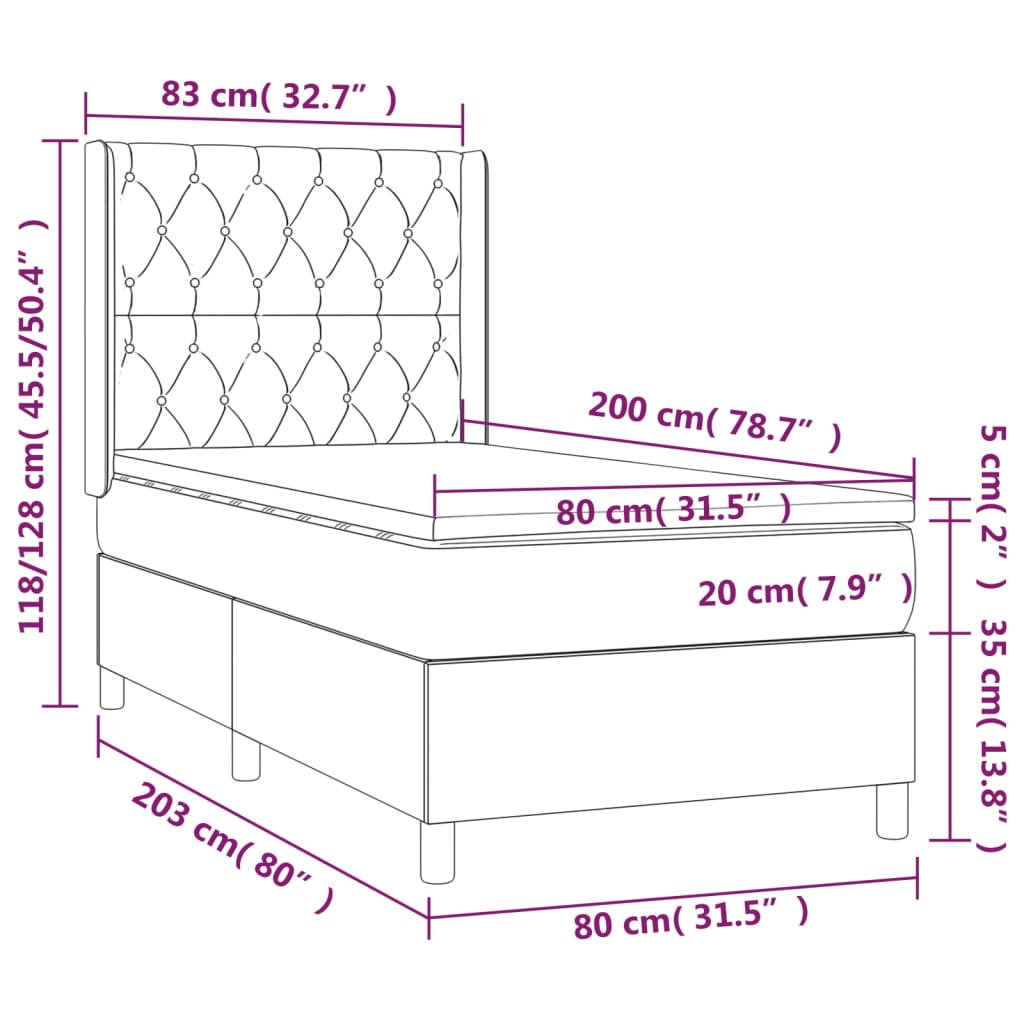 Boxspring met matras en LED stof taupe 80x200 cm Bedden & bedframes | Creëer jouw Trendy Thuis | Gratis bezorgd & Retour | Trendy.nl