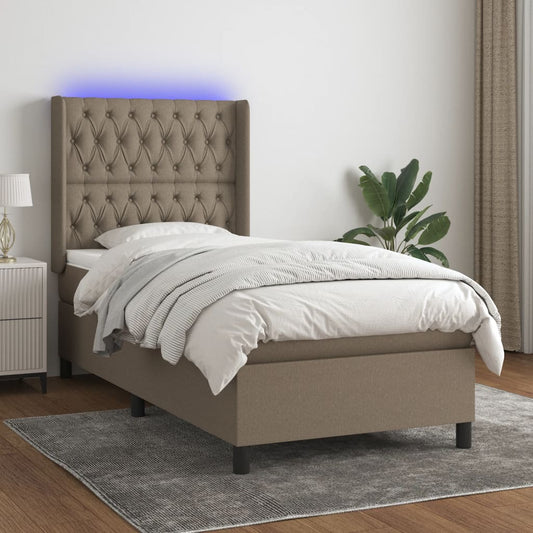 Boxspring met matras en LED stof taupe 80x200 cm Bedden & bedframes | Creëer jouw Trendy Thuis | Gratis bezorgd & Retour | Trendy.nl