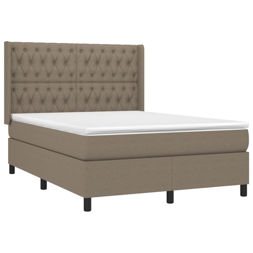 Boxspring met matras en LED stof taupe 140x190 cm Bedden & bedframes | Creëer jouw Trendy Thuis | Gratis bezorgd & Retour | Trendy.nl