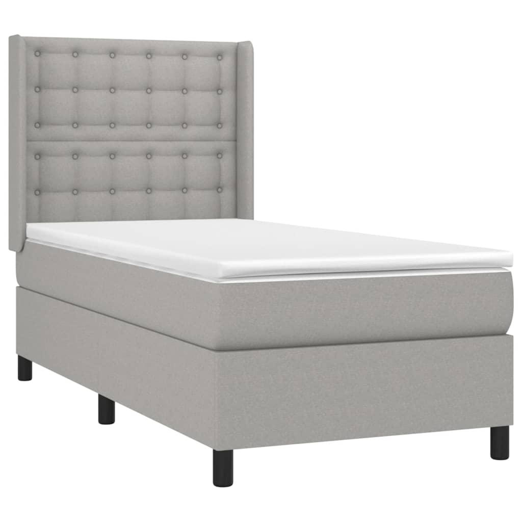 Boxspring met matras en LED stof lichtgrijs 80x200 cm Bedden & bedframes | Creëer jouw Trendy Thuis | Gratis bezorgd & Retour | Trendy.nl