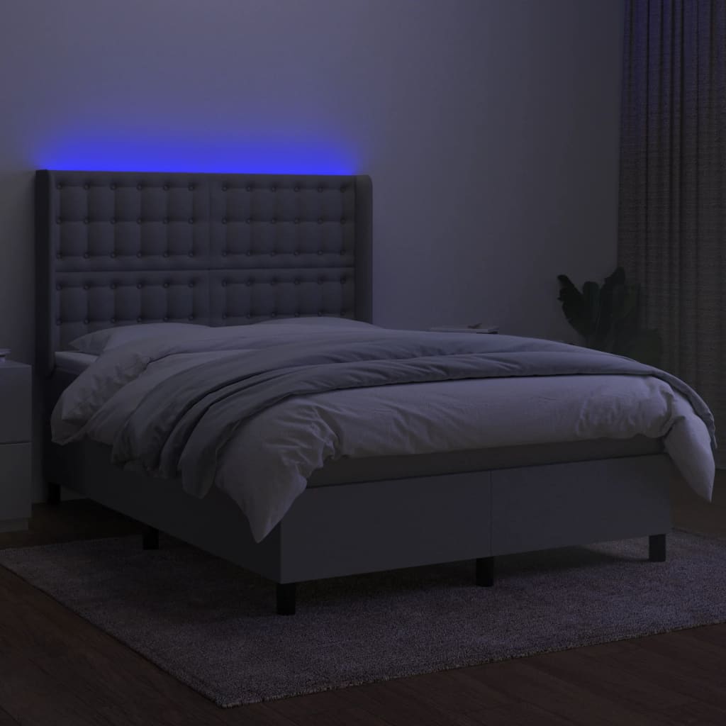 Boxspring met matras en LED stof lichtgrijs 140x190 cm Bedden & bedframes | Creëer jouw Trendy Thuis | Gratis bezorgd & Retour | Trendy.nl