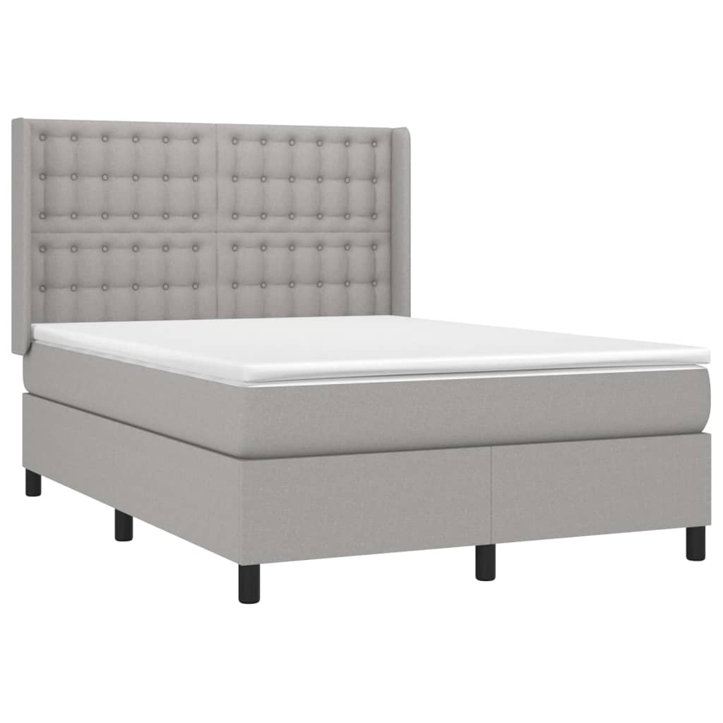 Boxspring met matras en LED stof lichtgrijs 140x190 cm Bedden & bedframes | Creëer jouw Trendy Thuis | Gratis bezorgd & Retour | Trendy.nl