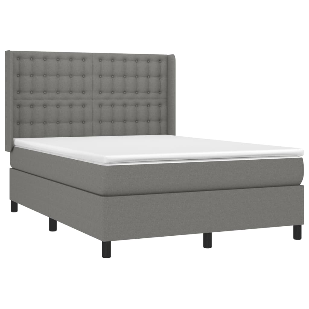 Boxspring met matras en LED stof donkergrijs 140x190 cm Bedden & bedframes | Creëer jouw Trendy Thuis | Gratis bezorgd & Retour | Trendy.nl