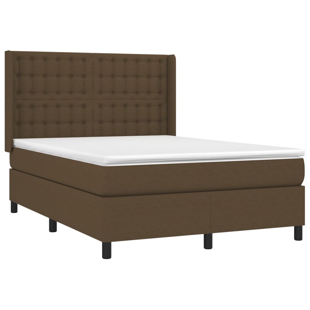 Boxspring met matras en LED stof donkerbruin 140x190 cm Bedden & bedframes | Creëer jouw Trendy Thuis | Gratis bezorgd & Retour | Trendy.nl