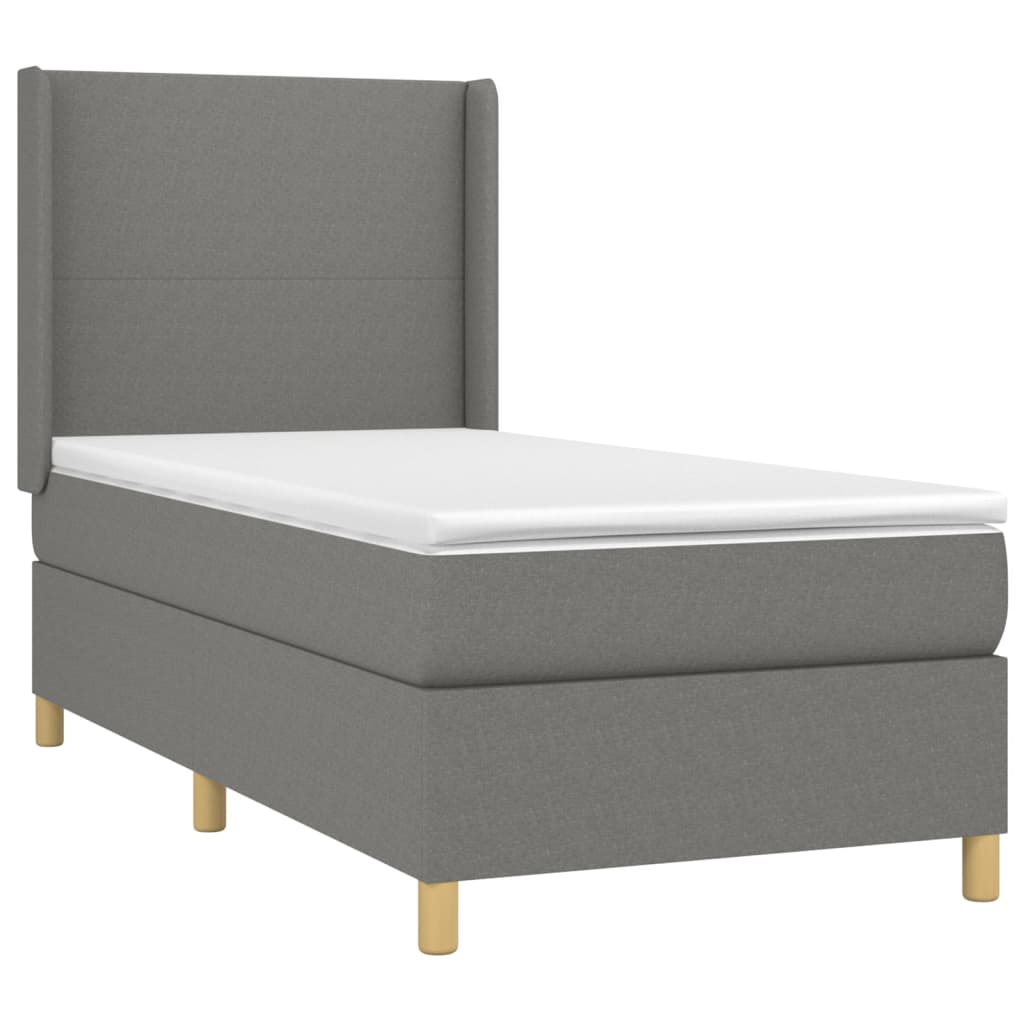 Boxspring met matras en LED stof donkergrijs 90x200 cm Bedden & bedframes | Creëer jouw Trendy Thuis | Gratis bezorgd & Retour | Trendy.nl