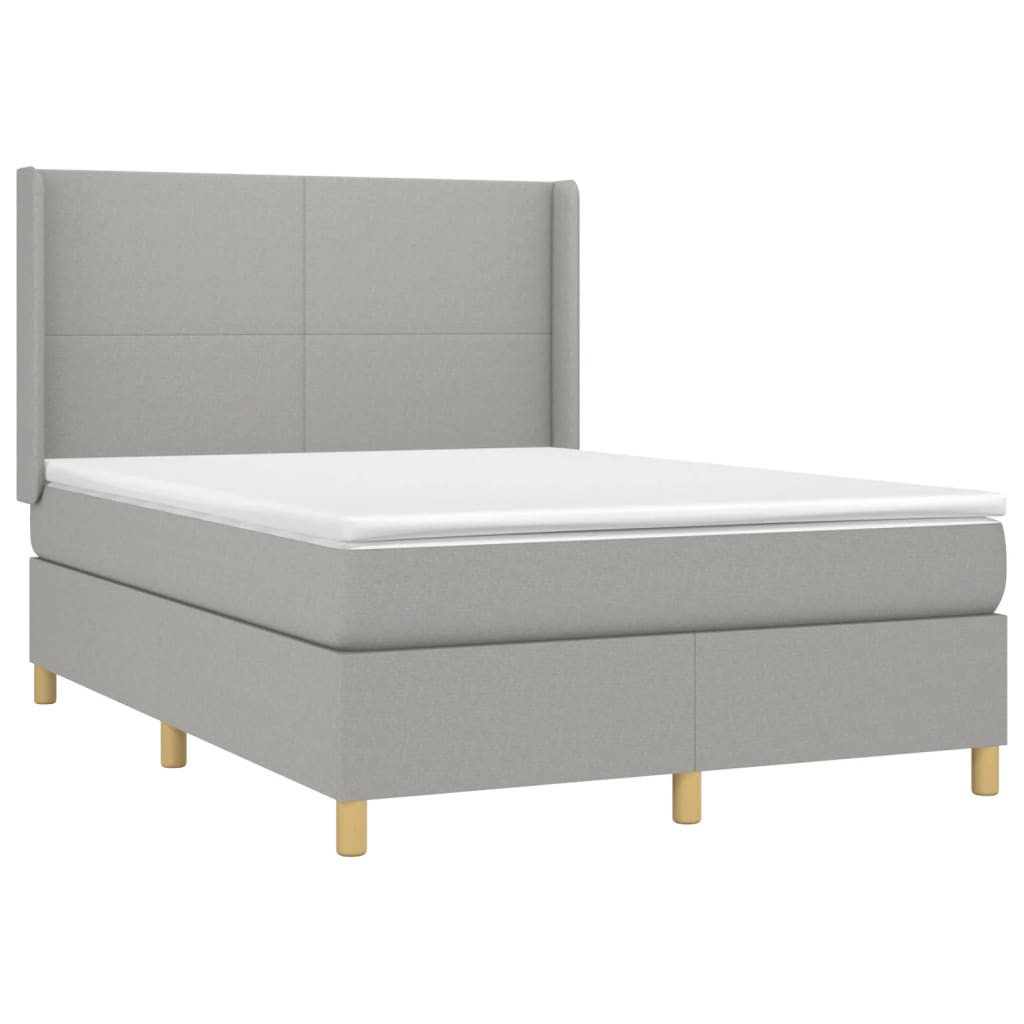 Boxspring met matras en LED stof lichtgrijs 140x190 cm Bedden & bedframes | Creëer jouw Trendy Thuis | Gratis bezorgd & Retour | Trendy.nl