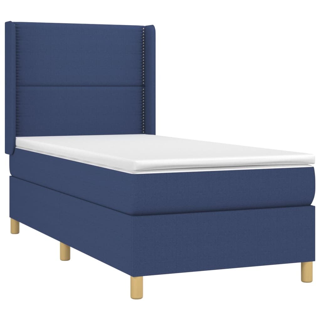 Boxspring met matras en LED stof blauw 90x190 cm Bedden & bedframes | Creëer jouw Trendy Thuis | Gratis bezorgd & Retour | Trendy.nl