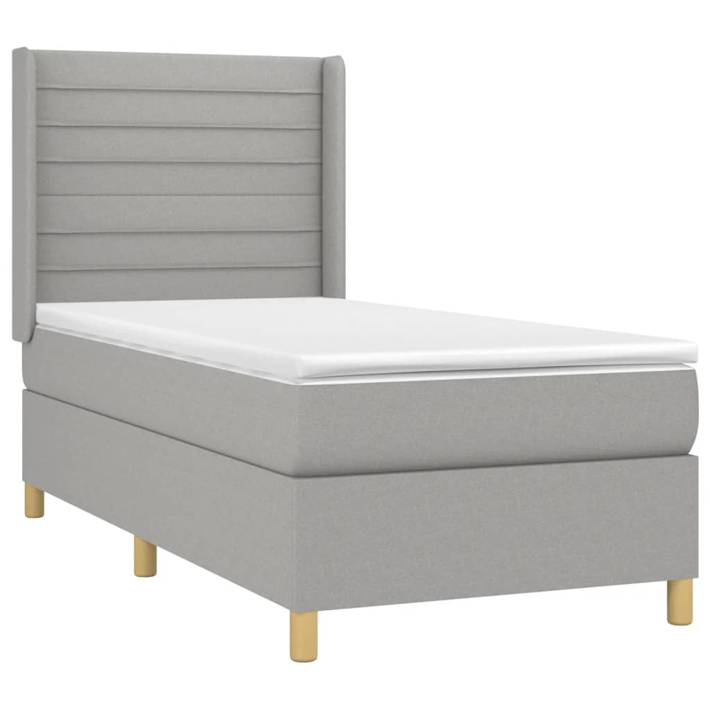 Boxspring met matras en LED stof lichtgrijs 90x190 cm Bedden & bedframes | Creëer jouw Trendy Thuis | Gratis bezorgd & Retour | Trendy.nl