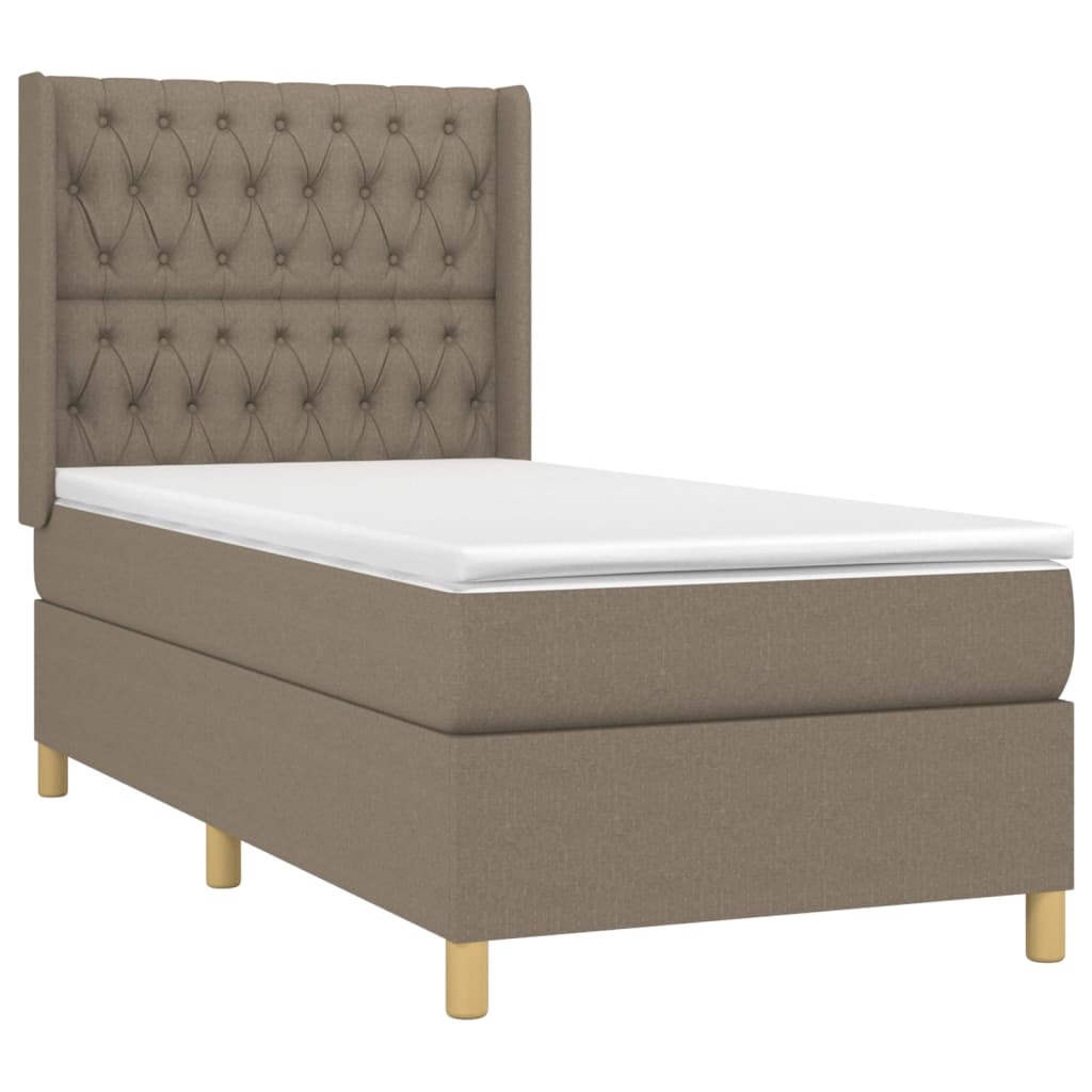 Boxspring met matras en LED stof taupe 90x190 cm Bedden & bedframes | Creëer jouw Trendy Thuis | Gratis bezorgd & Retour | Trendy.nl