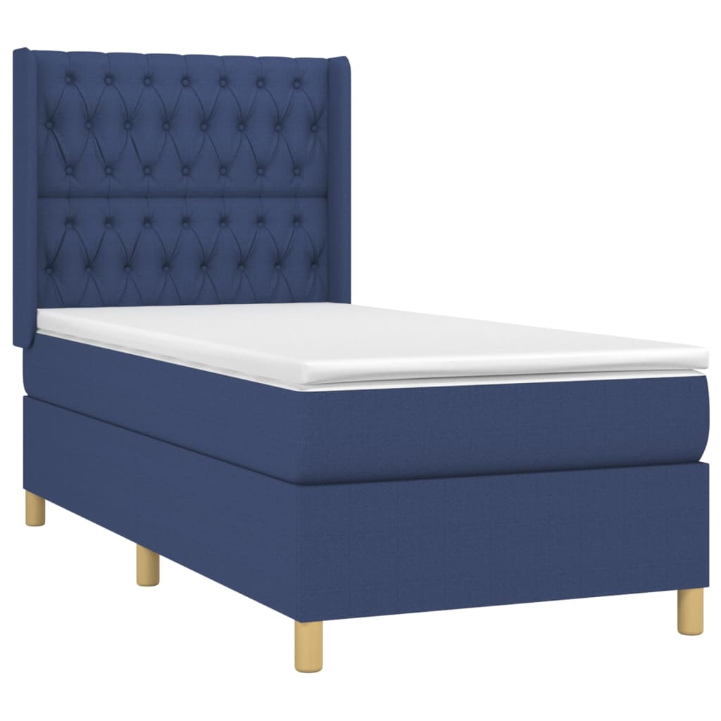 Boxspring met matras en LED stof blauw 90x190 cm Bedden & bedframes | Creëer jouw Trendy Thuis | Gratis bezorgd & Retour | Trendy.nl