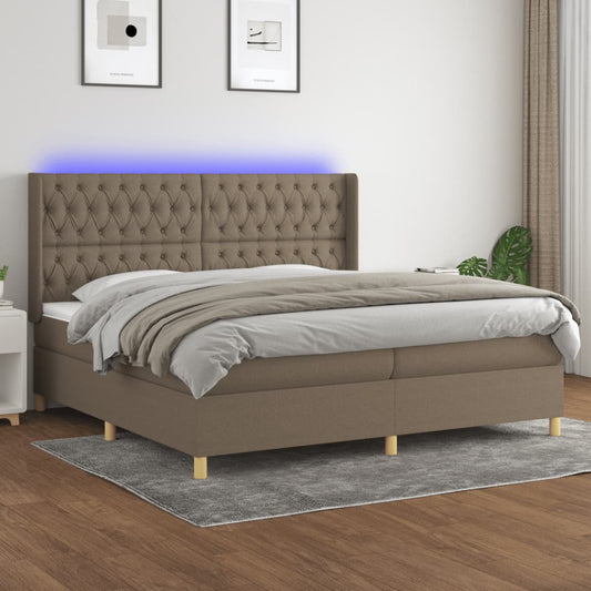 Boxspring met matras en LED stof taupe 200x200 cm Bedden & bedframes | Creëer jouw Trendy Thuis | Gratis bezorgd & Retour | Trendy.nl