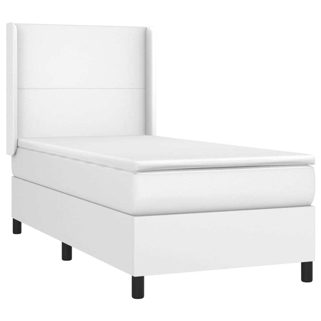 Boxspring met matras en LED kunstleer wit 90x190 cm Bedden & bedframes | Creëer jouw Trendy Thuis | Gratis bezorgd & Retour | Trendy.nl