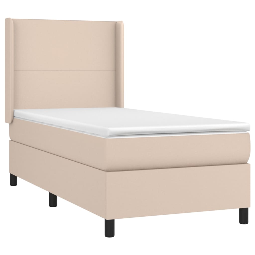 Boxspring met matras en LED kunstleer cappuccinokleur 90x190 cm Bedden & bedframes | Creëer jouw Trendy Thuis | Gratis bezorgd & Retour | Trendy.nl