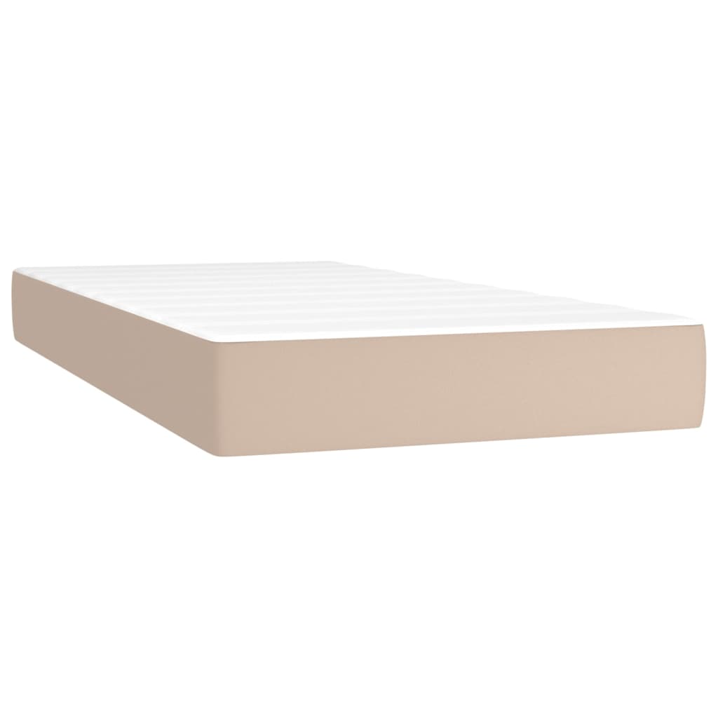 Boxspring met matras en LED kunstleer cappuccinokleur 90x190 cm Bedden & bedframes | Creëer jouw Trendy Thuis | Gratis bezorgd & Retour | Trendy.nl