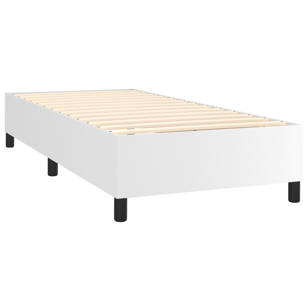 Boxspring met matras en LED kunstleer wit 90x200 cm Bedden & bedframes | Creëer jouw Trendy Thuis | Gratis bezorgd & Retour | Trendy.nl