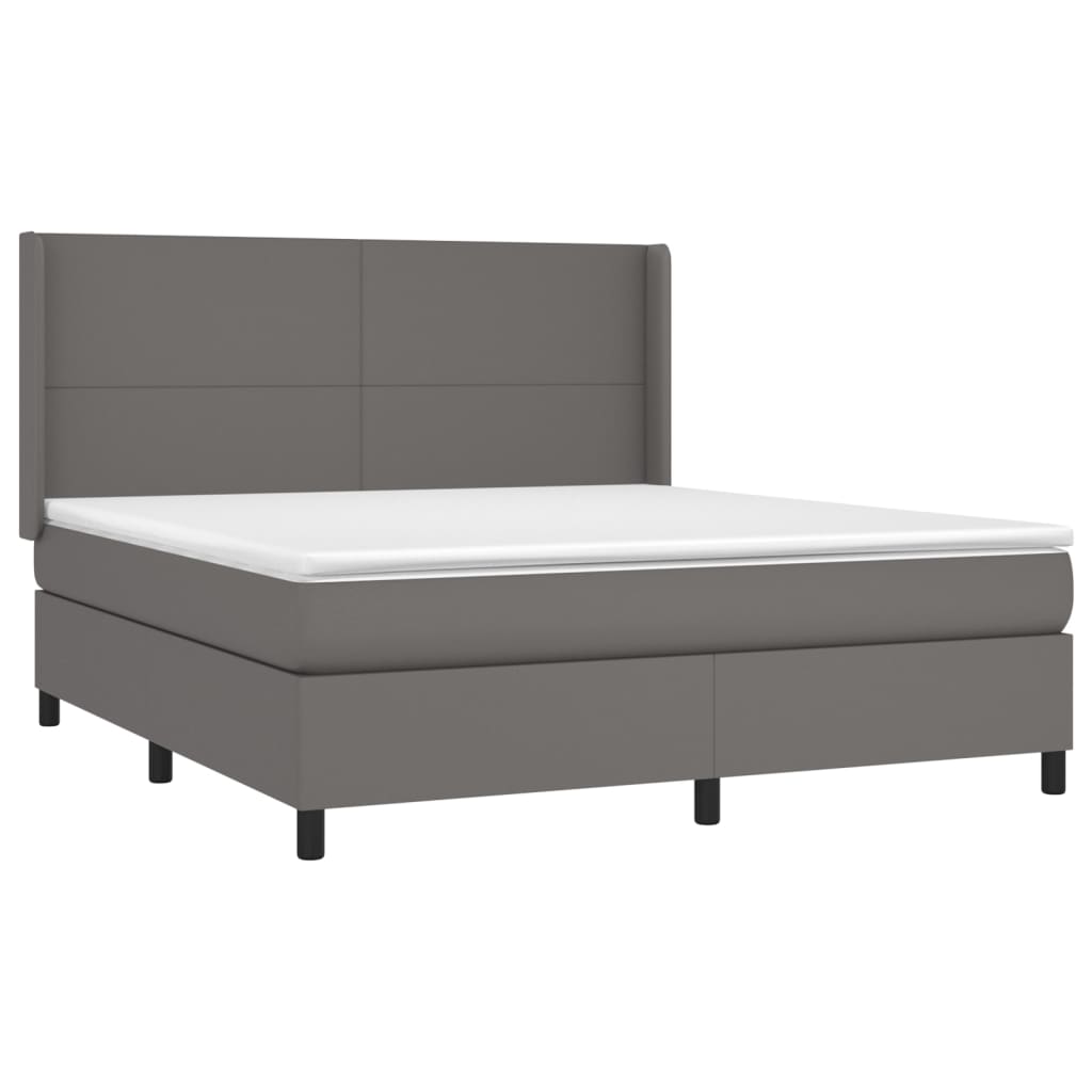 Boxspring met matras en LED kunstleer grijs 180x200 cm Bedden & bedframes | Creëer jouw Trendy Thuis | Gratis bezorgd & Retour | Trendy.nl