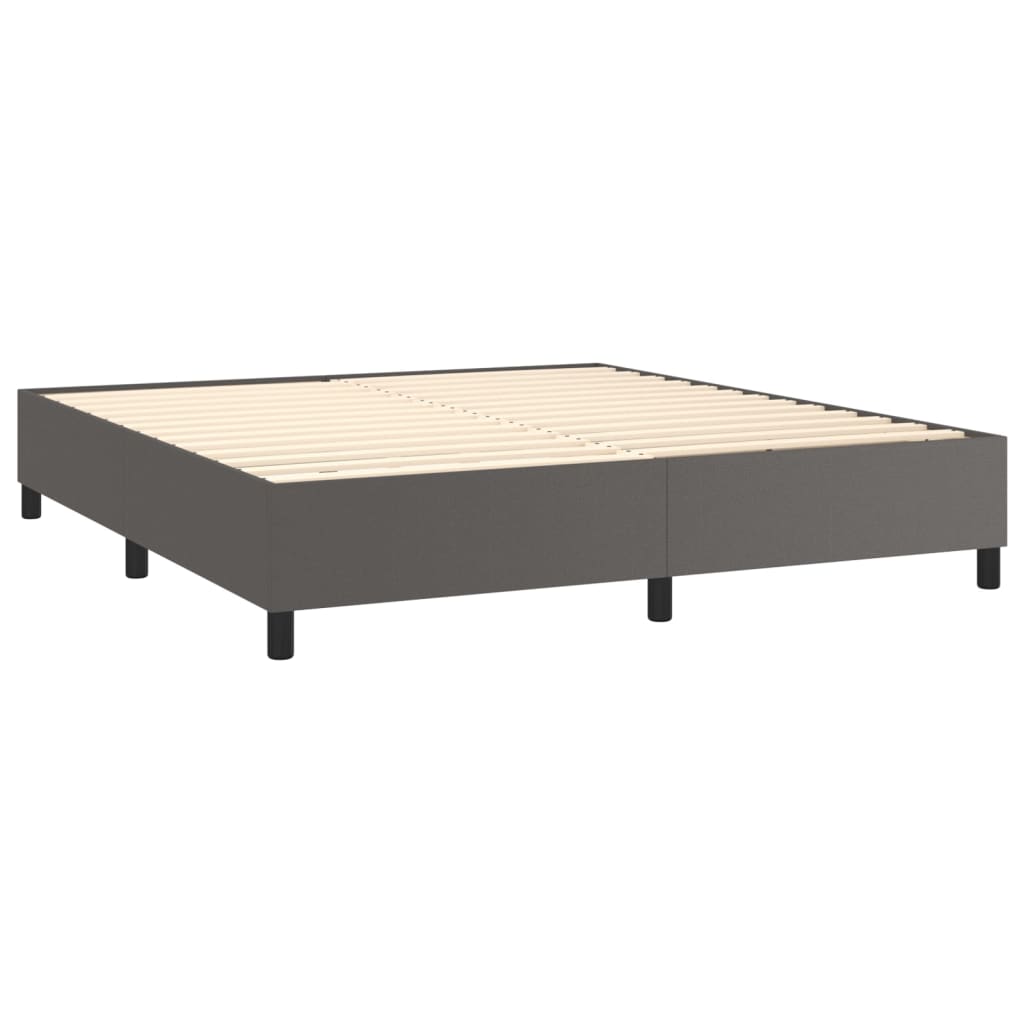 Boxspring met matras en LED kunstleer grijs 180x200 cm Bedden & bedframes | Creëer jouw Trendy Thuis | Gratis bezorgd & Retour | Trendy.nl